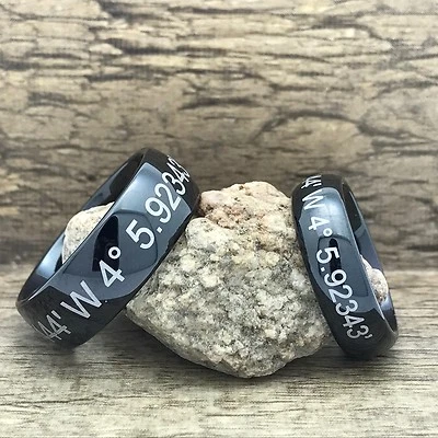 Anillos de boda de tungsteno para él y ella de 8 mm/6 mm, juegos de anillos de grabado personalizados,  Foto 1 de 4