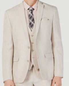 $276 Bar III Men's Beige Slim-Fit Linen Blazer Suit Sport Coat Jacket Size 38R - Picture 1 of 2