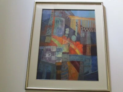 CAROLE BARNES DRAWING COLORADO MODERNIST ABSTRACT EXPRESSIONISM MODERNISM CITY - Image 1 of 4