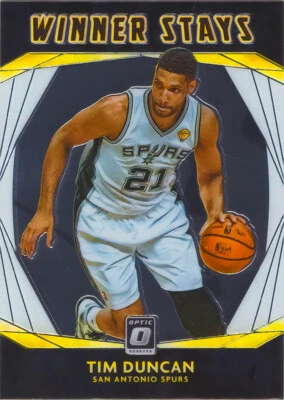 Tim Duncan 2020-21 Optic Basketball Winner Stays Insert Chrome Card #15 Spurs - Image 1 of 2