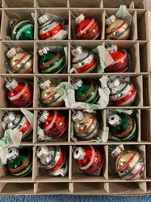 Christmas ornaments Radko Shiny Brite set of 20 glass mini glitter balls CH8031