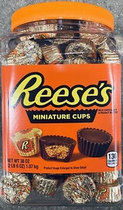 Reese's Miniatures Milk Chocolate Peanut Butter Cups 38 Oz Party Tub NEW SEALED - Picture 1 of 2