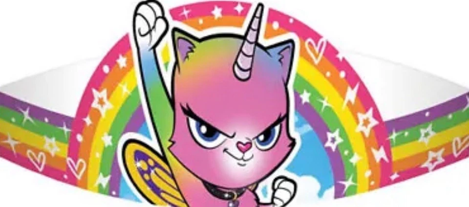 彩虹蝴蝶独角兽 KITTY 迷你 TIARAS (8) ~ 生日派对用品礼品 — 第 1/1 张图片