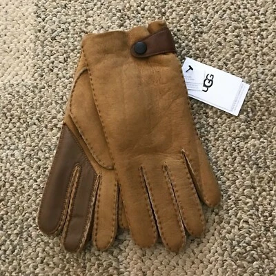Guantes UGG Tech Invierno Piel de Oveja Pestaña Lateral Marrón Completamente Forrados Cálidos Para Hombre L Grande Foto 1 de 2