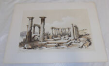 1843 Antique Zinc Tinted Color Print/RUINS AT AEGINA, GREECE