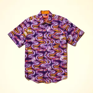 NEW Mens Inserch Fashion Shirt Short Sleeves 100% Linen Regular Fit Purple USA - Picture 1 of 1