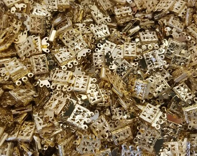 50 pcs Gold Tone Brass Filigree Box Clasps 3 Strand Jewelry Necklace Bracelet - Image 1 of 4