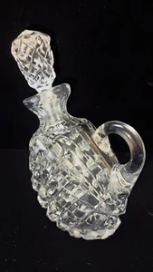 Antique Cut Glass Crystal VINEGAR BOTTLE cruet Art Deco slanted 4.5" - Picture 1 of 6