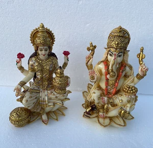 LordGanesh  Lakshmi Ganesha Marble Idol  Home Decor God Diwali Puja UK SELLER - Picture 1 of 3