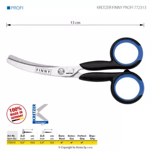 KRETZER FINNY PROFI 772313- SCISSORS LENGTH 5"/13 CM - BENT BLADES ROUNDED TIPS - Bild 1 von 1