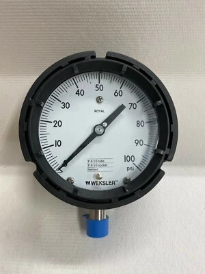 Weksler 4 1/2'' Royal Gauge AA442PF2LW 0-100 PSI,  New - Image 1 of 2