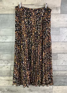 Falda midi Whistles para mujer talla UK 12 marrón negro leopardo estampado animal plisado - Imagen 1 de 11
