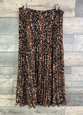 Falda midi Whistles para mujer talla UK 12 marrón negro leopardo estampado animal plisado Foto 1 de 4