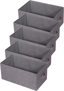 Set of 5 Closet Organizer Bins with Handle, Fabric Foldable Storage Baskets Clot - Picture 1 of 7