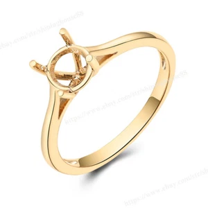 Massiver 18k Gelbgold Solitär Ring Party Halbfassung Rund 6,5mm Krappenfassung - Bild 1 von 9