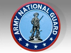 Emblema de sello de placa hecha a mano de madera maciza de caoba de la Guardia Nacional del Ejército de los Estados Unidos - Imagen 1 de 7