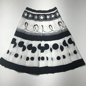 Ideology Skirt Womens Size 2 Black White Geometric Print Swing Pleated Side Zip - Foto 1 di 12