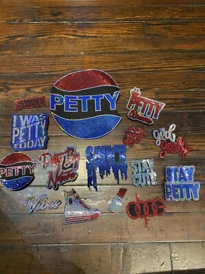 PETTY 15 PATCH SET BUNDLE, IRON ON, BLING PATCHES, MIX LOT BUNDLE - Image 1 of 4