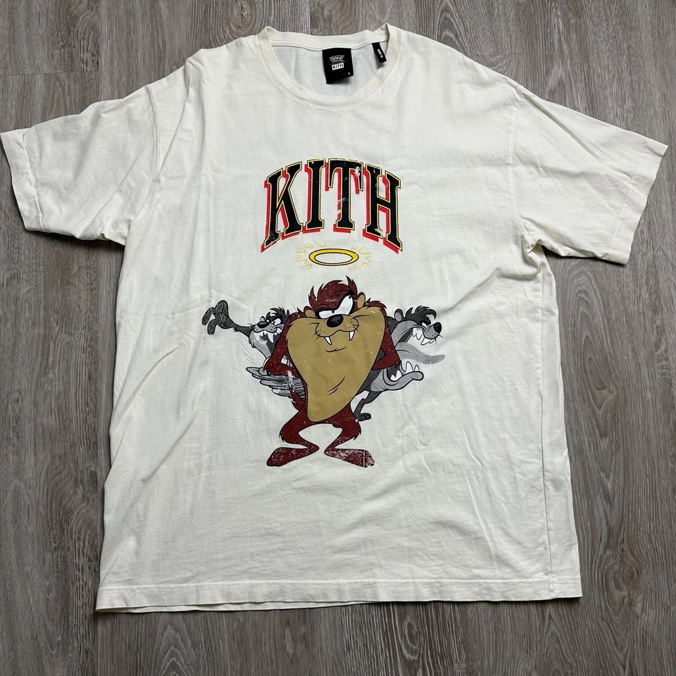 Camiseta Kith Looney Tunes Taz Tasmanian Devil Vintage Blanca Negra Marrón Para Hombre L Foto 1 de 4
