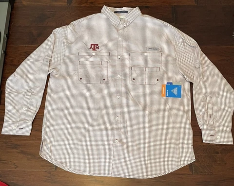 Columbia PFG Men's Texas Aggies Super Tamiami Fishing Shirt Sz2XL NEW OMNI-SHADE Cover