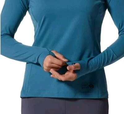 Camisa feminina Mountain Hardwear manga longa elástica gola redonda G NOVA azul - Imagem 1 de 4