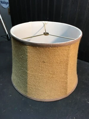 Lámpara de pie pantalla de tela cubierta de arpillera de chocolate 10 pulgadas de alto x 14 pulgadas de ancho piso Foto 1 de 4