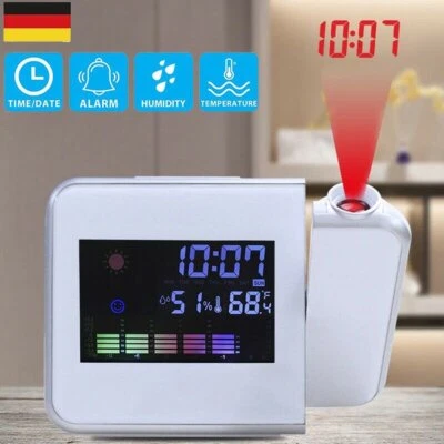 LCD Projektionsuhr Wecker Snooze Datum Uhr Temperaturanzeige Alarm Tischuhr - Bild 1 von 4