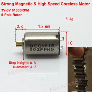 10mm*15mm Micro Coreless Motor DC3V-6V 61000RPM High Speed 5-Pole Rotor Magnetic - Picture 1 of 10