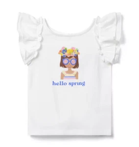 NWT Janie and Jack Spring Break Edit Hello Spring Tee Shirt Girls Top Size 5 - Picture 1 of 4