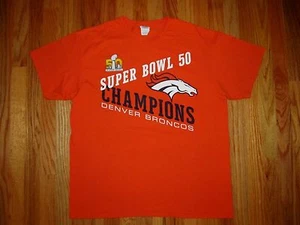Denver Broncos Large S/S Superbowl 50 Champions, Very NICE (photo # 5423) - Picture 1 of 2