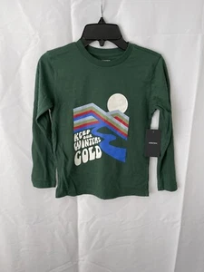 Nordstrom Kids Long Sleeve Tee Keep Our Winters Cold Green Size 7 NEW - Picture 1 of 2