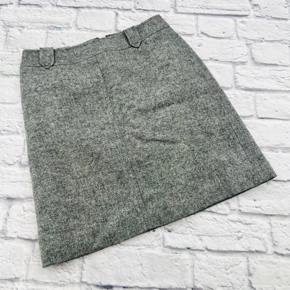 Falda Talbots Petites para mujer gris espiga mezcla de lana línea A talla 0P Foto 1 de 4