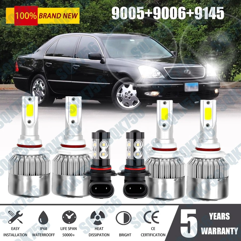 PARA Lexus LS430 2001-2006 - 6x 6000K LED Faros Bombillas Luz Alta Baja Combo Kit Foto 1 de 4