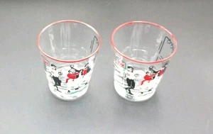 2 vasos de chupito Libbey Pickwick Dickens Merrymakers barware taberna de colección raros - Imagen 1 de 6