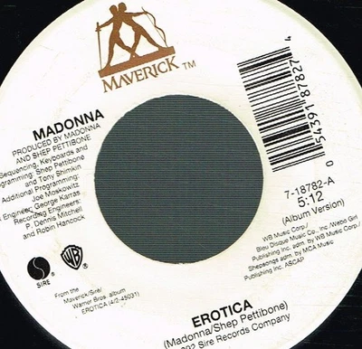 Madonna Erotica 7" Vinyl USA Maverick 1992 Jukebox Ausgabe 718782 - Bild 1 von 2