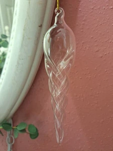 Großer Glas Eiszapfen Weihnachtsschmuck klar Wirbel viktorianischer Baum 4er Set NEU - Bild 1 von 2