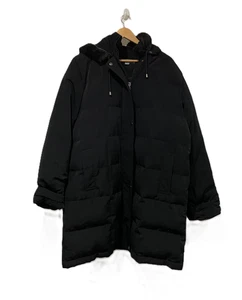 Jessica Holbrook Damen schwarz abnehmbare Kapuze Puffer Mantel Knopfleiste Jacke L - Bild 1 von 11