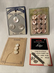 Vintage Luckyday Choice Quality Pearl Buttons Original Cards Lot White Pink - Picture 1 of 5