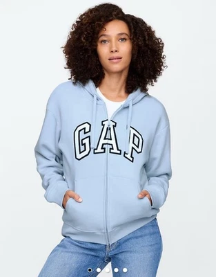 Gap Hoodie Relaxed Full Zip Zippered  Light Blue New Xxl 2x - Image 1 of 4