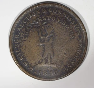 Charleston, SC 1846 W.W. Wilbur Slave Auctioneer Merchant Token SC-7A R-4 - Picture 1 of 2