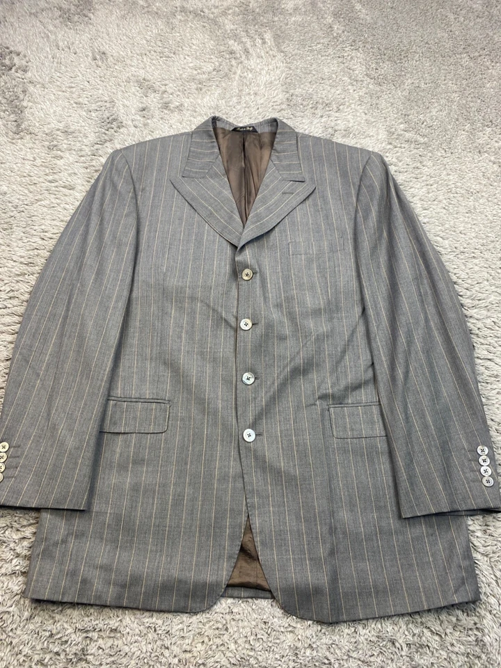 Valentino Blazer Hombre 48L Gris Rayas Super 140s Lana Deportes Abrigo Chaqueta Italia Foto 1 de 4