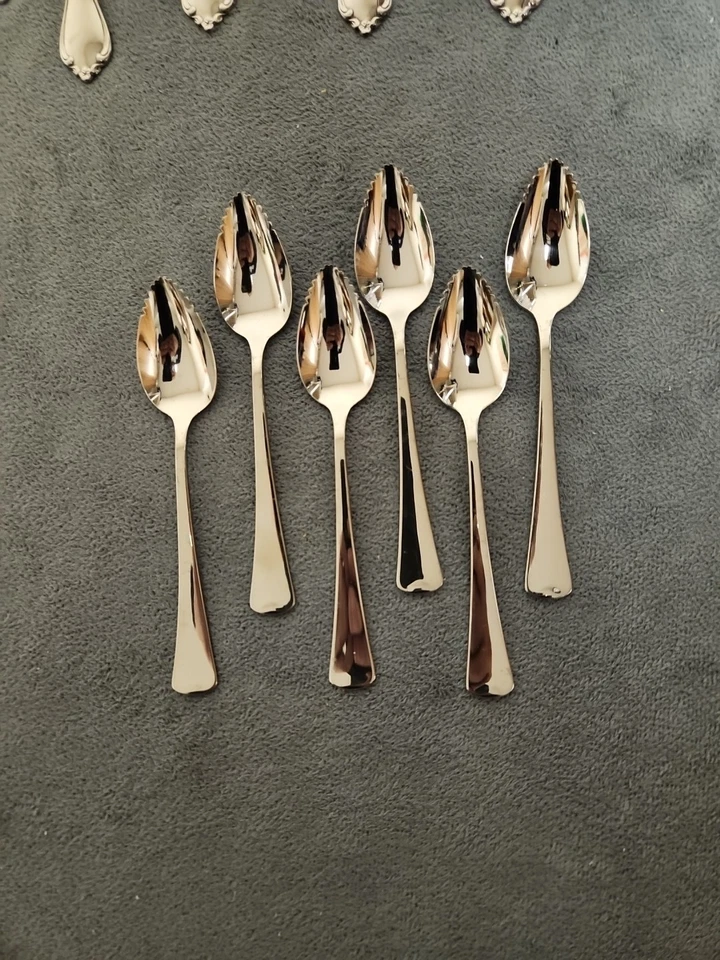 CONJUNTO 6 colheres serrilhadas de toranja Oneida AMERICAN ARTISTRY aço inoxidável brilhante - Imagem 1 de 4
