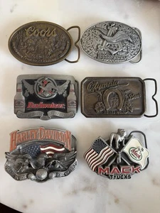 Vintage Belt Buckle Lot. Coors, Budweiser, Mack Trucks, Harley, Olympia - Picture 1 of 14