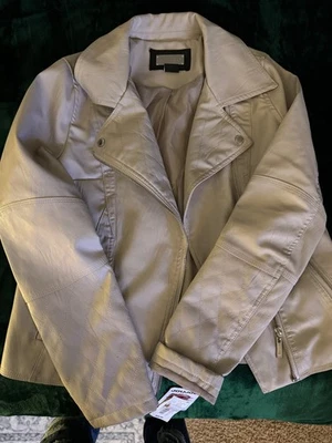 JOU JOU Women's Vegan Leather Beige Jacket size Medium M New with Tags NWT - Image 1 of 3