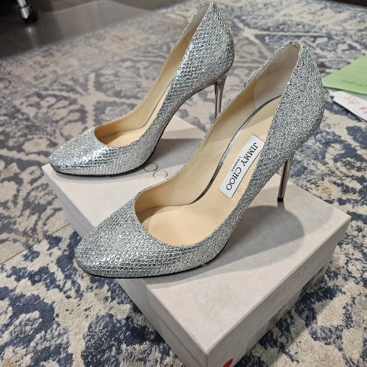 Jimmy Choo シルバー ハイヒール 38 Jimmy Choo Silver Heels for Women for sale - eBay