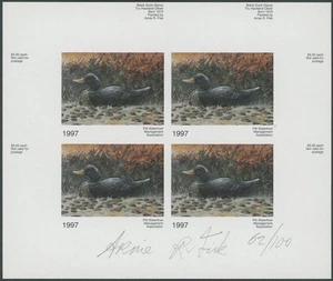 1997 CANADA-BRITISH COLUMBIA PITT WATERFOWL, DUCK, SIGNED IMPERF M.S. VD.#PW8b - Picture 1 of 2