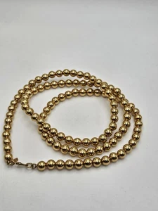 Vintage Monet Gold Tone Ball Bead Long Necklace 26" - Picture 1 of 11