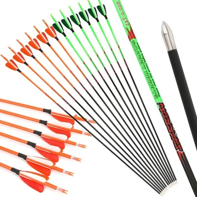 6/12X 32" Pure Carbon Arrows SP400-1000 2" Feather ID4.2mm Archery Bow Hunting - Image 1 of 4