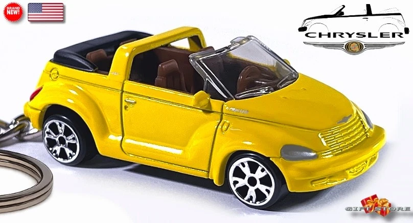 🎁🚦🎄 🆕 RARE KEY CHAIN YELLOW CHRYSLER PT CRUISER CONVERTIBLE 💕GREAT GIFT💕🎁 - Image 1 of 4