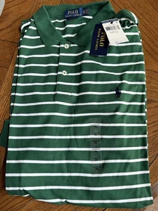 NWT Polo Ralph Lauren Classic Fit Pony Logo Shirt 2XL XXL Green White Stripes - Picture 1 of 6